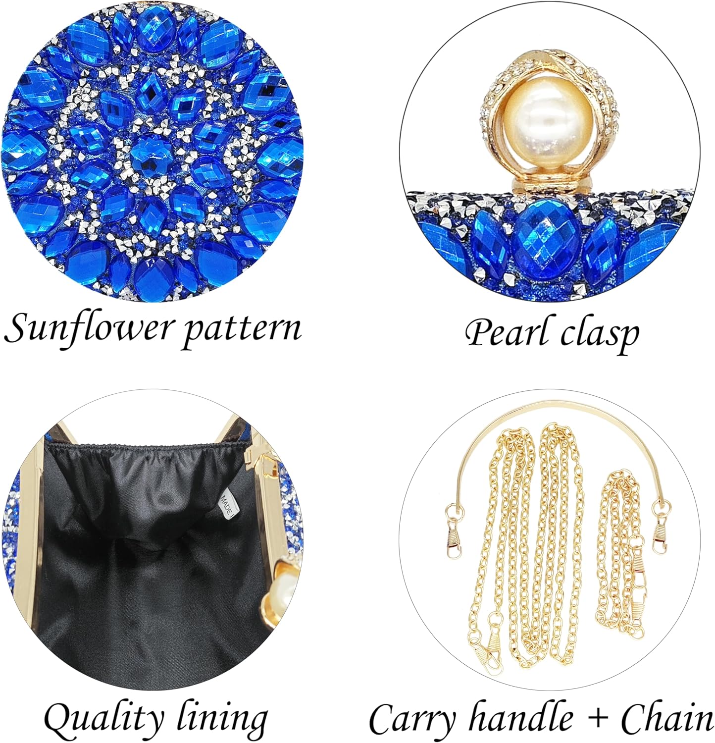 Rhinestone Clutch Purses for Women Evening Wedding Formal - Pearl Clasp Handbag Crystal Gemstone Bag for Party Prom - Image 4