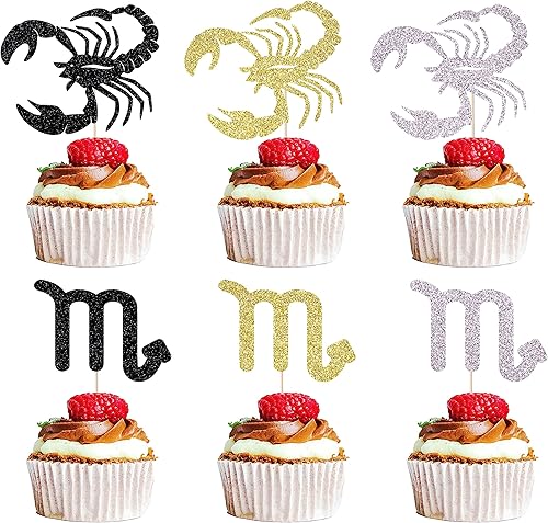 12 adornos de escorpio para tartas de 12 constelaciones, la decoración de cupcakes de Escorpio es aplicable a la constelación de fiesta de