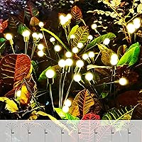 Vista 4 de ANTQUE Paquete de 2 luces LED de luciérnaga de 16 luces LED, luces solares de jardín con forma de explosión de estrellas mejoradas, luces vibrantes