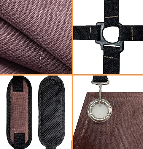 Miniatura 7 de OPTIGRAM Delantal para herramientas de carpintería, lona encerada de 22 onzas, duradero y resistente, ajustable a la talla S a XXL, Multi