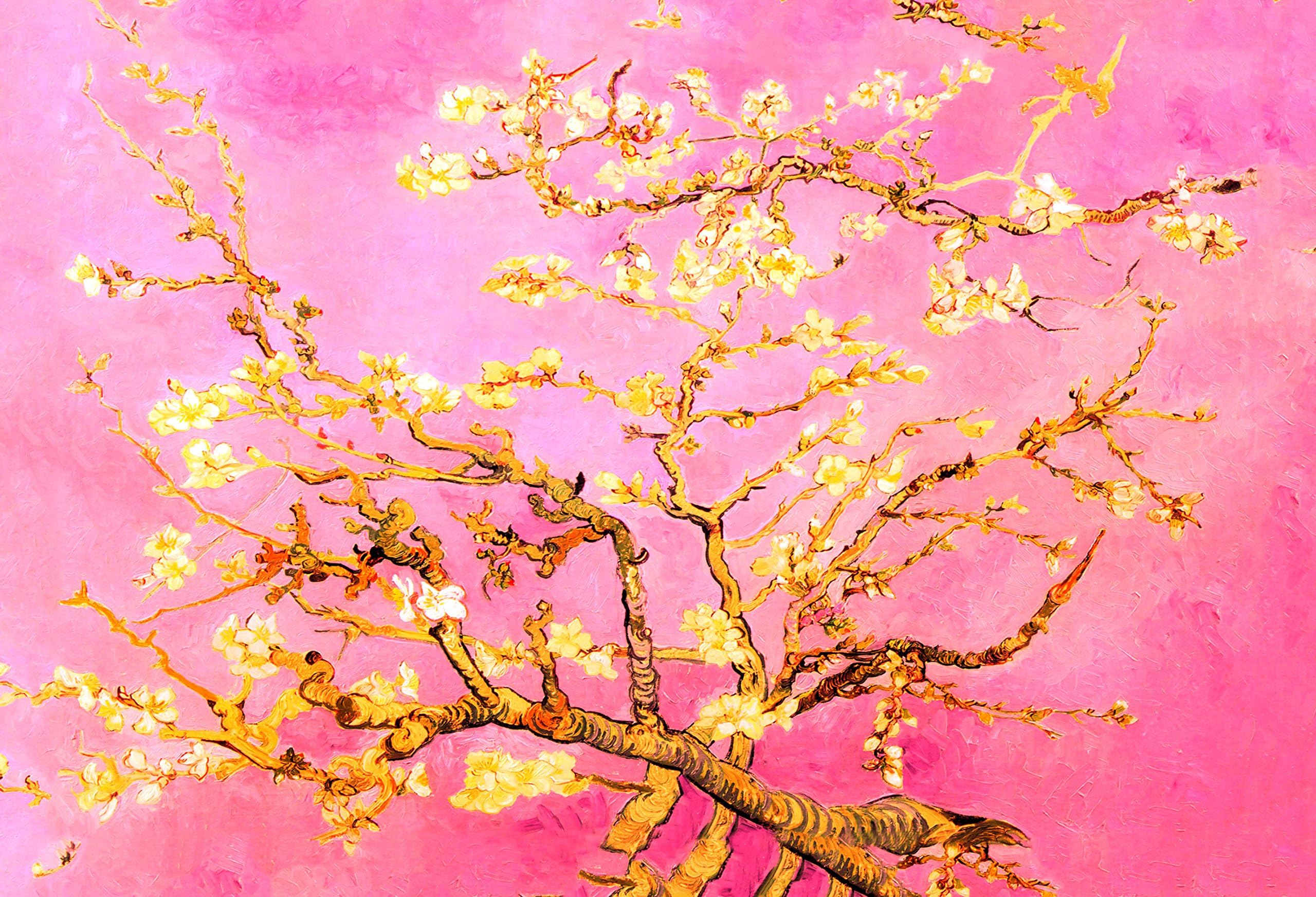Artwall 4 Piece Vincent Vangogh's Almond Blossom-Interpretation in Eggshell Pink Gallery Wrapped Canvas Artwork, 36" x 48"