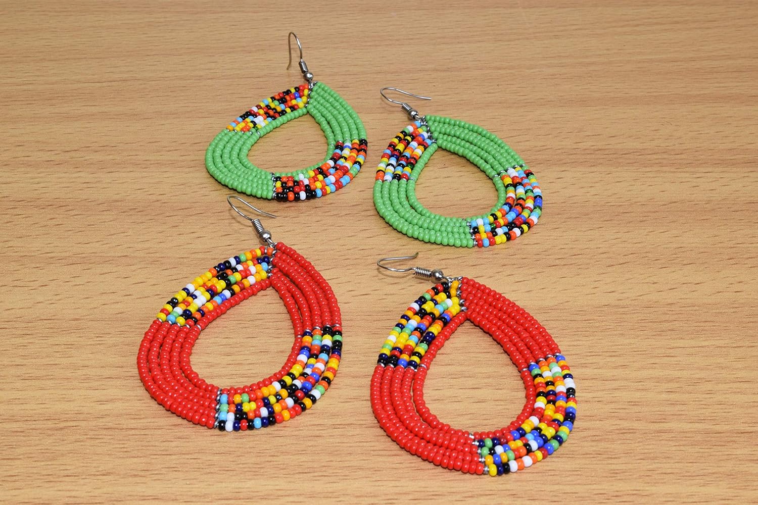 TEMBO AFRICA Set of 2 Maasai Beaded Earrings Handmade African Earrings Length: 3 Inches (with hooks) Boho Jewelry Gifts, AE26 - Image 4