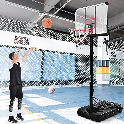 Miniatura 7 de JT Aro de baloncesto portátil y portería con luces LED, tablero y ajuste de altura y ruedas, impermeable, súper brillante para jugar por la noche