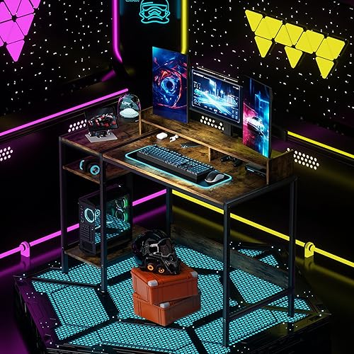 Miniatura 67 de Escritorio para computadora, escritorio para juegos de 43 pulgadas, escritorio de oficina en casa con almacenamiento, escritorio pequeño con soporte