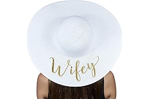 Wedding-Themed Floppy Straw Sun Hat for Coastal Celebrations