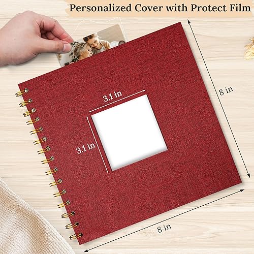 Vista 93 de Funda de lino para álbum de fotos, 10 x 10 pulgadas, tapa dura, papel de estraza blanca, libro de memorias, para viajes, bodas, libro de invitados