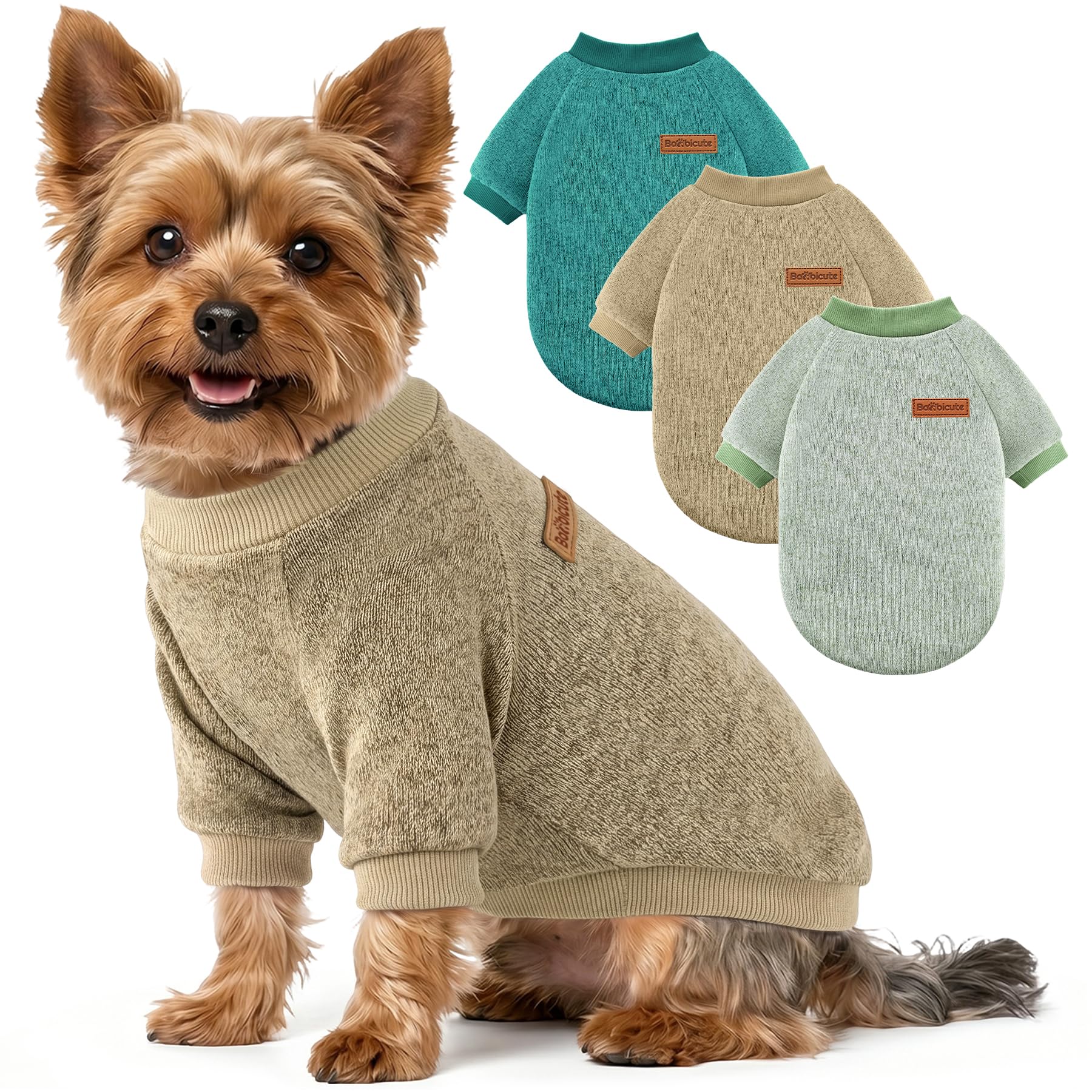 3 Pack Dog Sweaters for Small Dogs Girl Boy Winter Fleece Clothes Warm Soft Dog Sweatshirt Outfit for Dogs Cats Pet Apparel