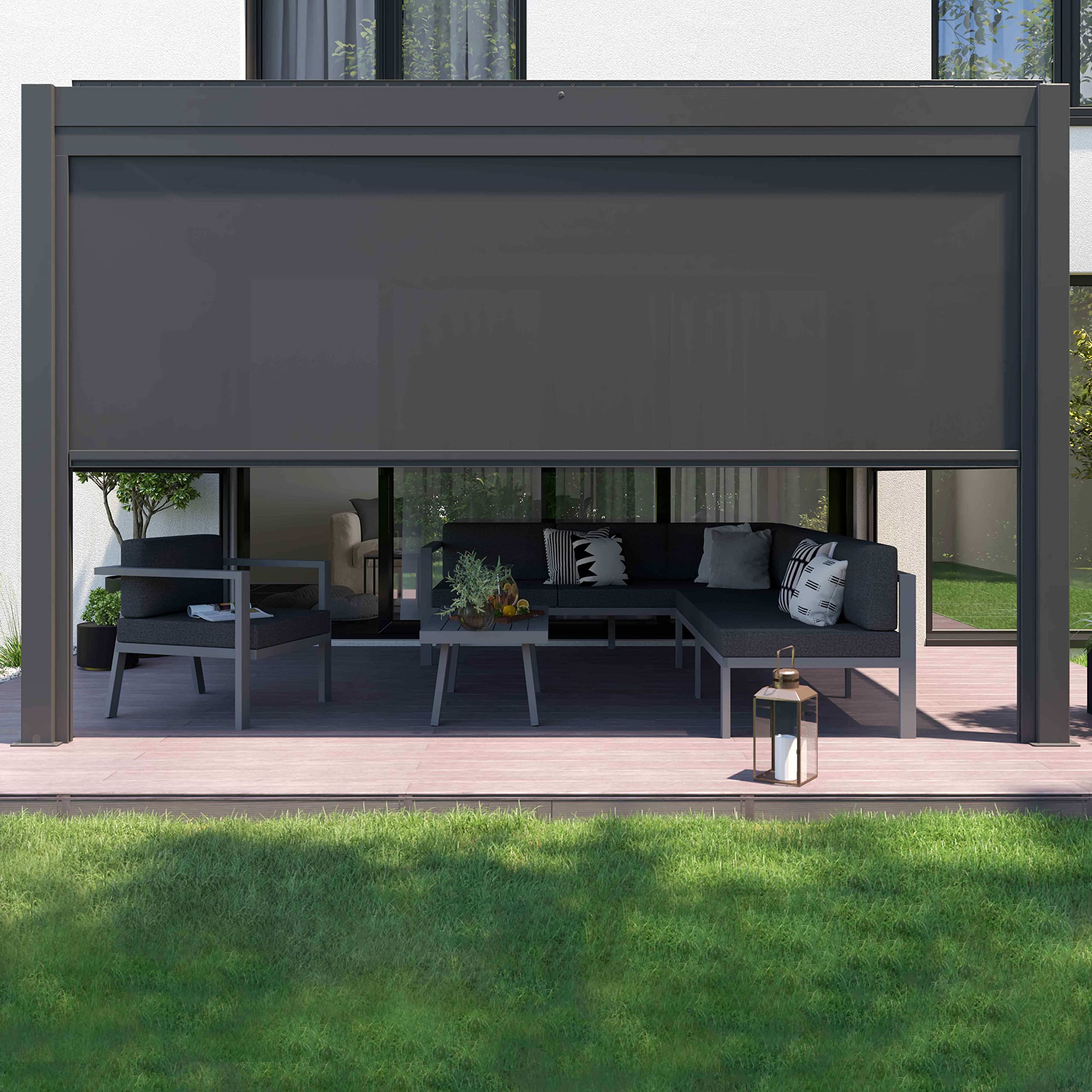 Oviala Store pour pergola bioclimatique Kavala et thebes 2,60 x 2,32 m Gris
