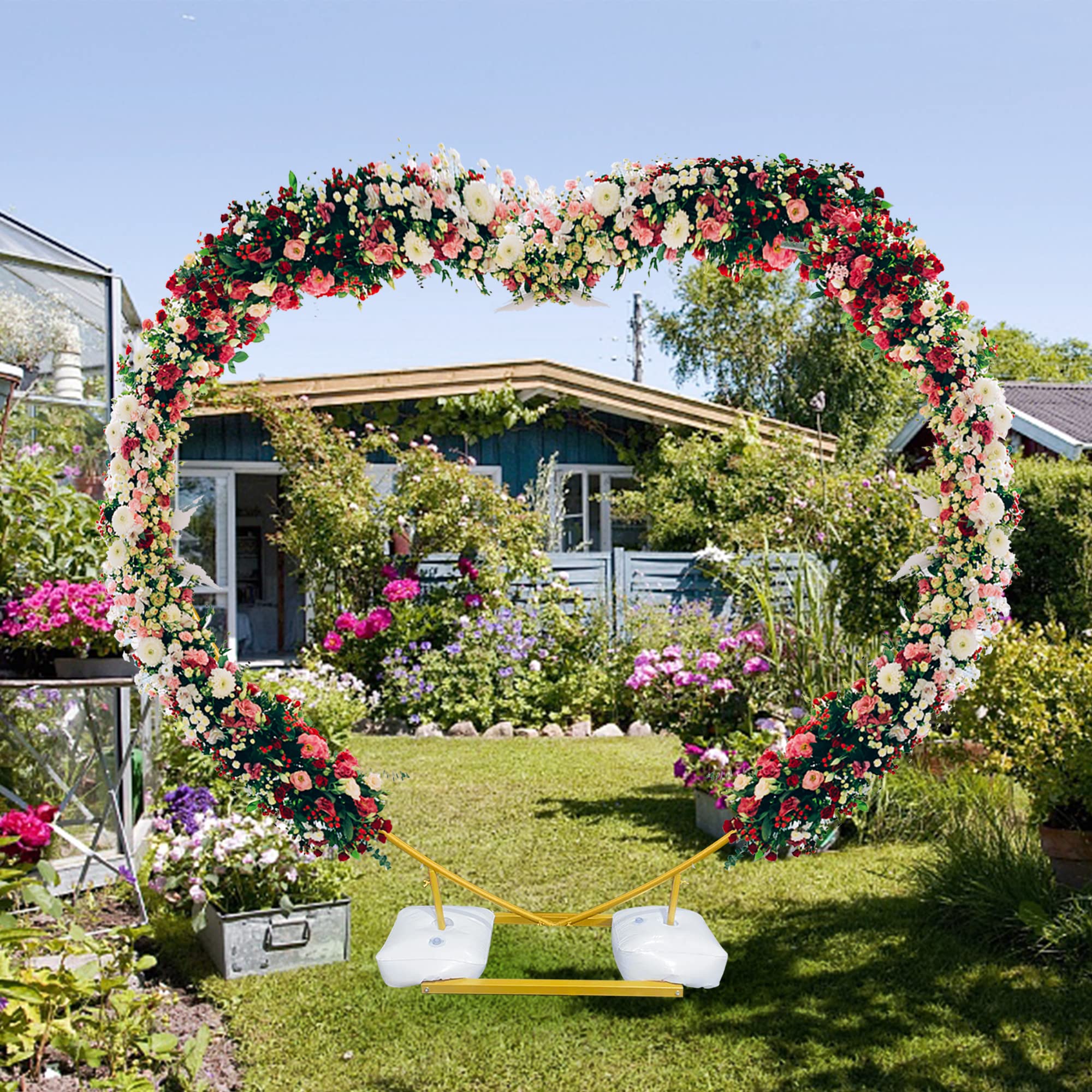Heart Shape Balloon Arch Frame,6.7Ft Golden Wedding Arch for Wedding