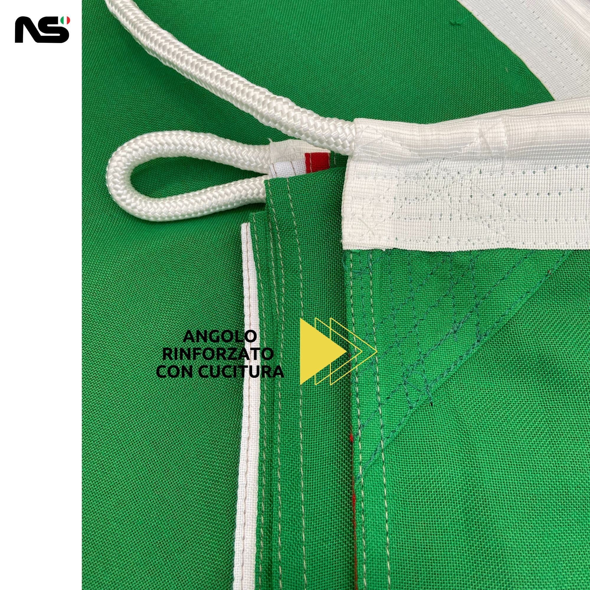 NS BANDIERE | Bandiera Italia Grande cm 200x300 in Tessuto Pesante Stamina Nautica 220gr Antivento Resistente con Corda Laterale e Gancio di Rinforzo