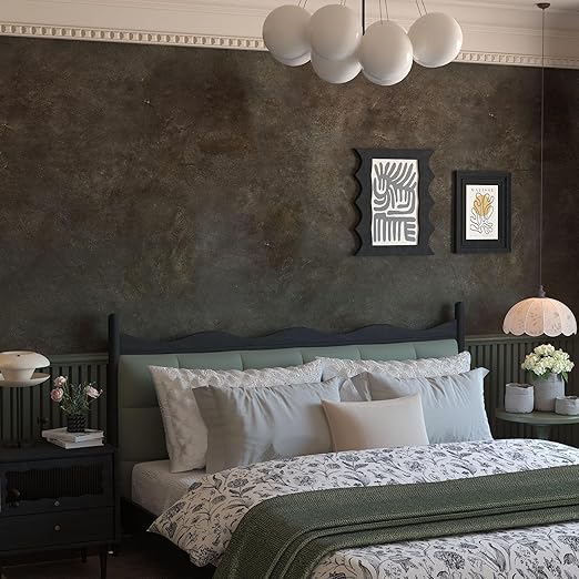 JSEVEM 31"×157" Extra Thick Wide Dark Brown Tan Charcoal Grey Rusty Concrete Wallpaper Peel And - View #13