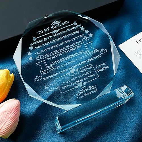 Miniatura 6 de YWHL Regalos para esposo de esposa a mi esposo, placa de cristal, regalos románticos de cumpleaños para marido, idea de boda, aniversario, Navidad,