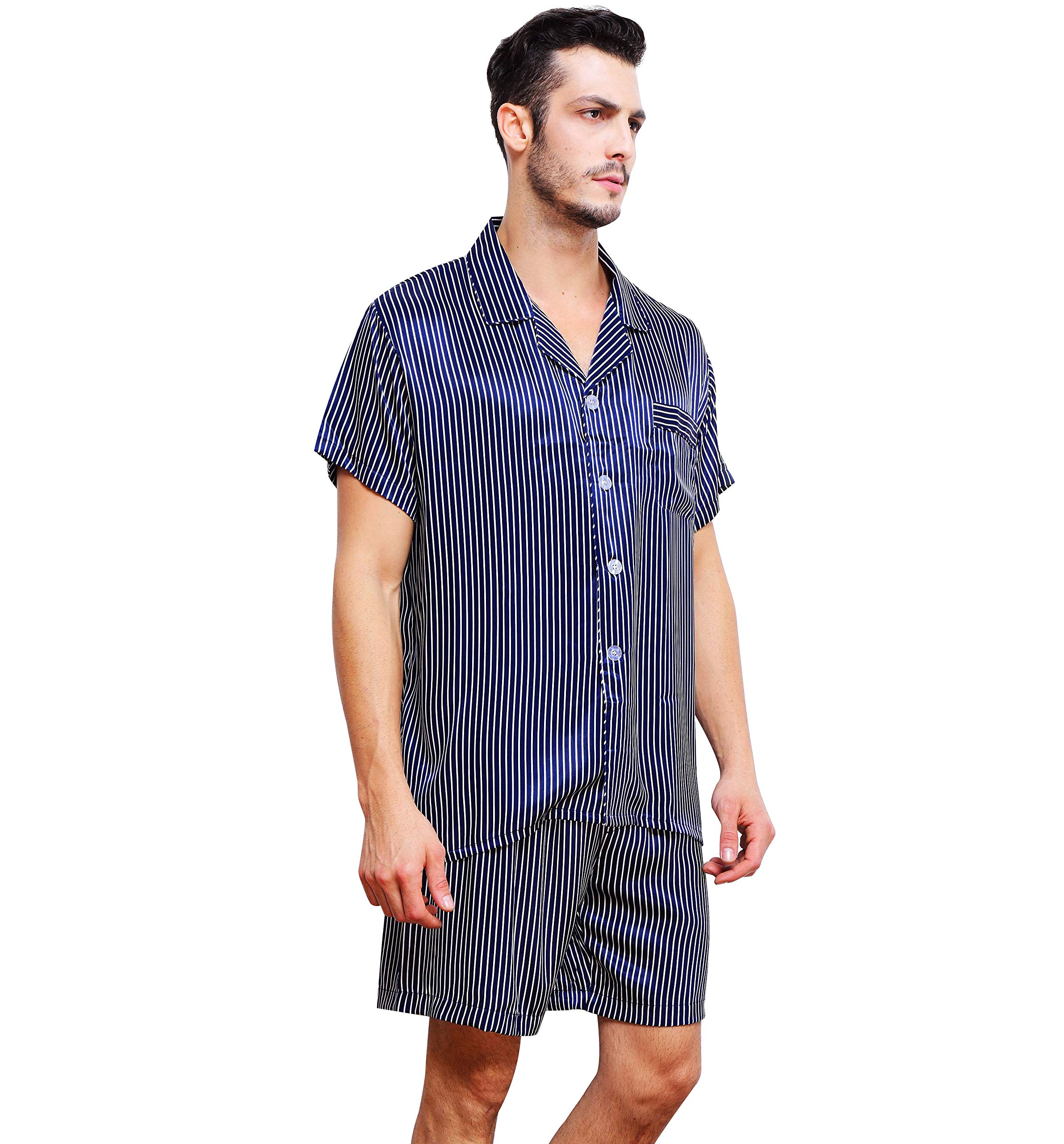 LONXU Mens Satin Short Pajamas