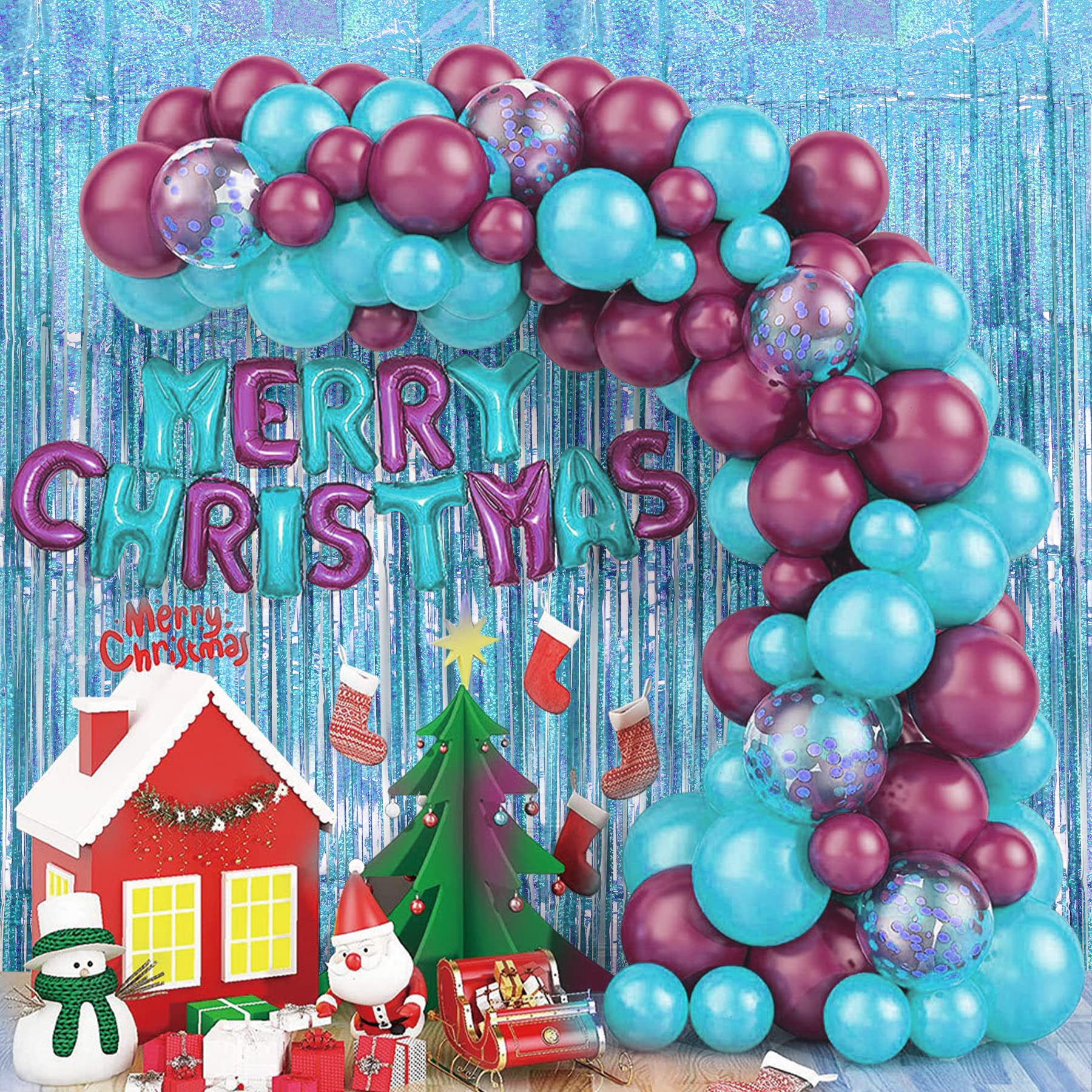 Tende Metalliche Tinsel Per Decorazioni - Frange Scintillanti Per Feste - Colore Sky Blu