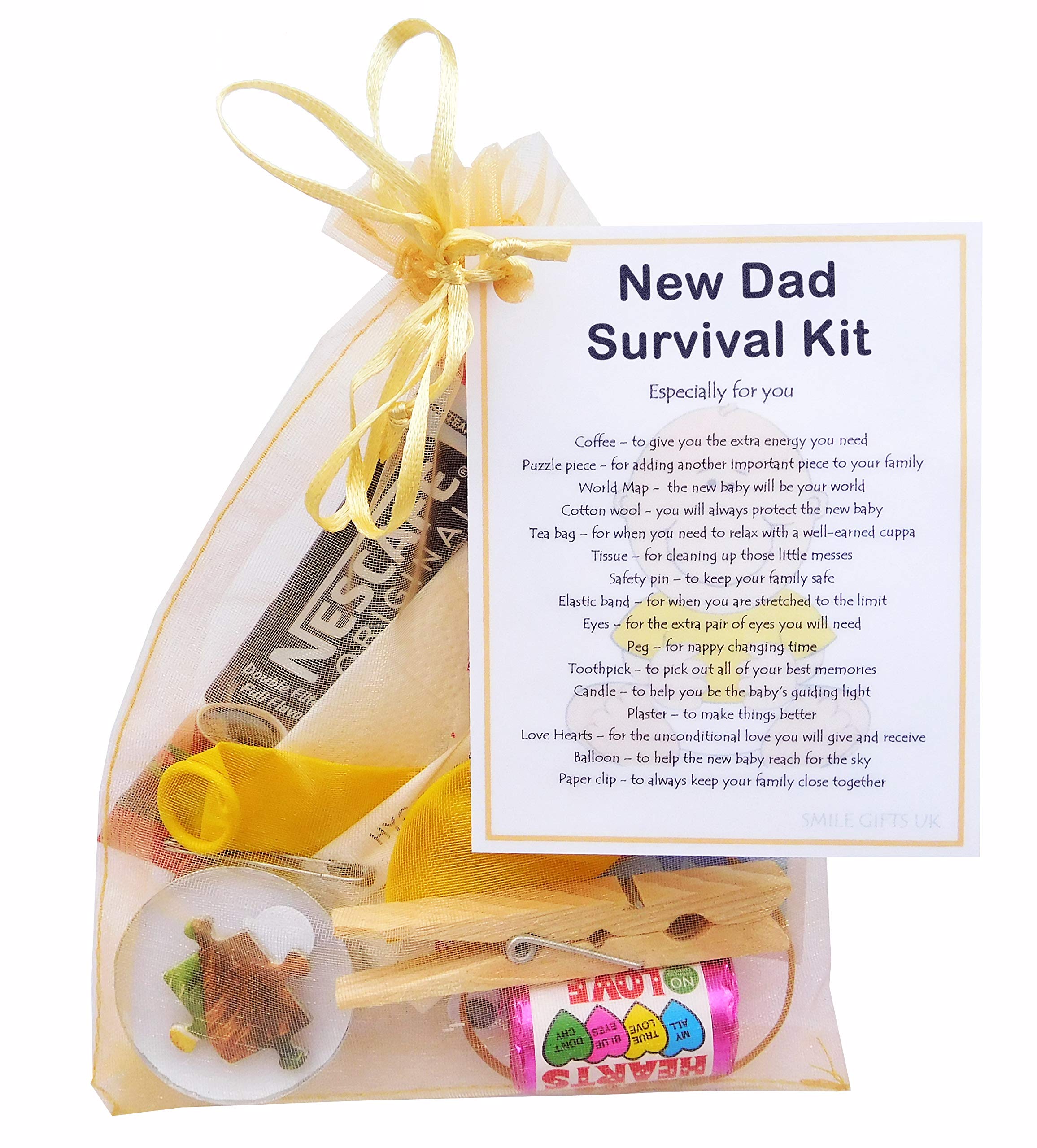Smile Gifts Uk Yellow New Dad Survival Kit Gift (Small Novelty Good Luck Gift/Keepsake For Daddy/Dad To Be) (Yellow)