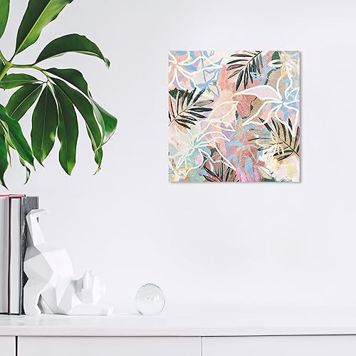 Miniatura 3 de Wynwood Studio Lienzo envuelto contemporáneo floral y botánico, abstracto de hoja de palmera, arte de pared para sala de estar, dormitorio y baño,