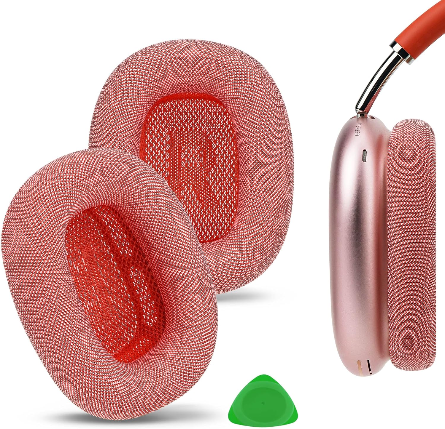 Geekria Comfort Mesh Fabric Replacement Ear Pads Compatible with Apple AirPods MAX (A2096), AirPods MAX2 (A3184) Headphones, Ear Cushions (Blue)