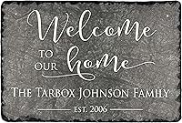 Vista 1 de Placa de pizarra bellamente hecha a mano y personalizable (16 x 10 pulgadas o 12 x 8 pulgadas) con accesorios de montaje. Mejora el atractivo