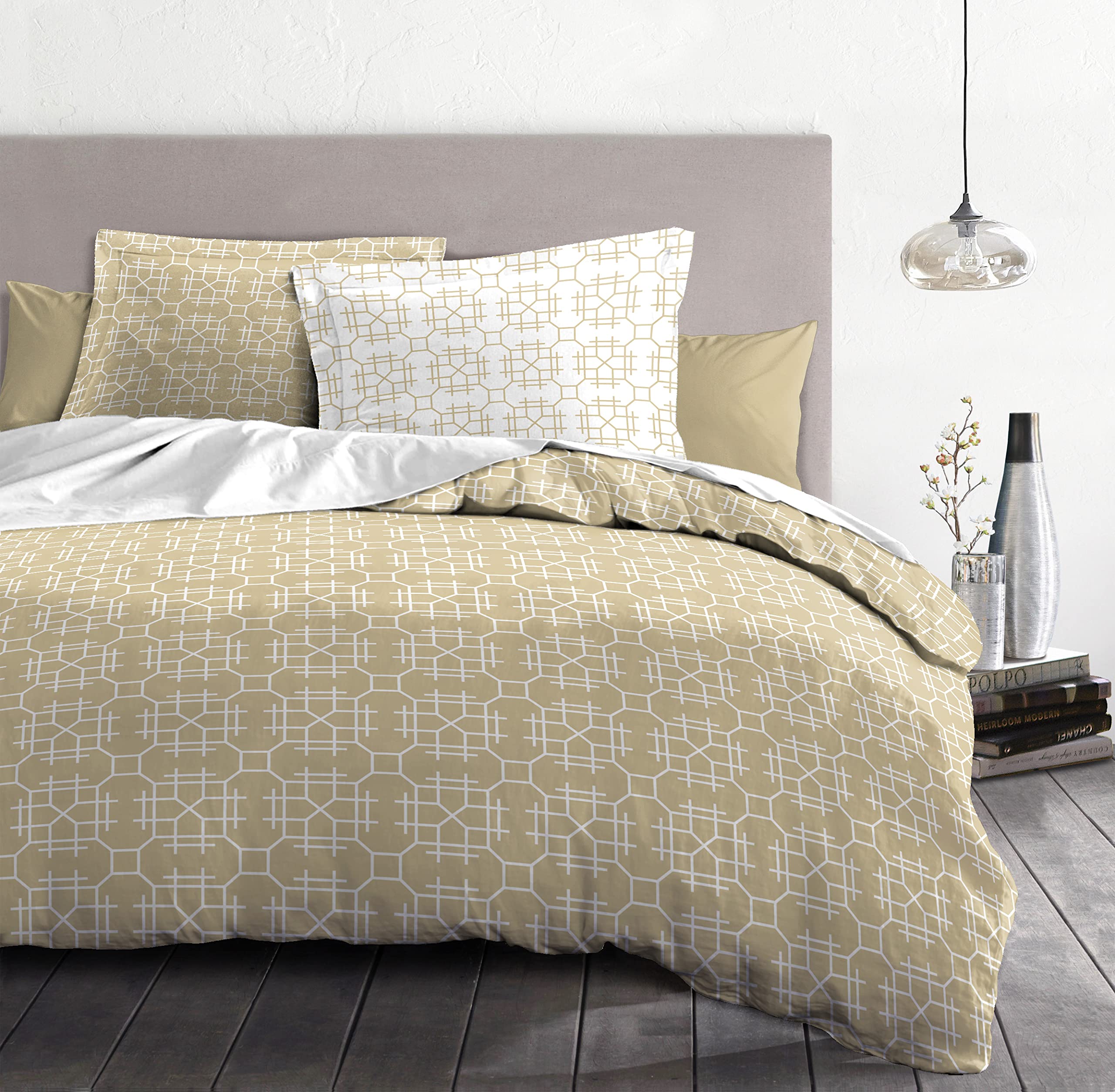 Housse de couette 220x240 cm coton MILONGA Ocre Home Linge Passion parure 3 pièces pour lit 2 personnes