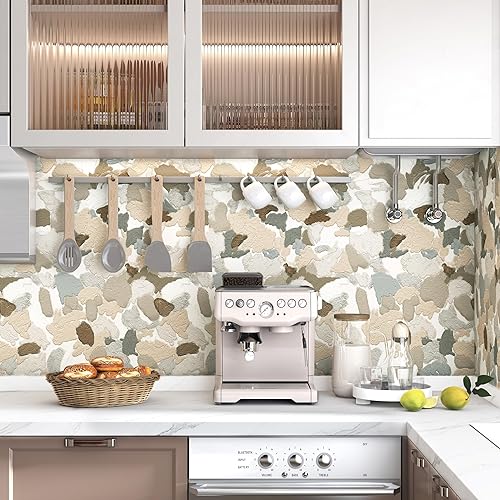 Miniatura 7 de Papel tapiz bohemio para despegar y pegar, extraíble, de 17.3 x 197 pulgadas, autoadhesivo para baño, papel tapiz moderno para dormitorio, papel