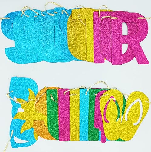 Miniatura 3 de JOZON Cartel colorido y brillante de la escuela para el verano con gafas de sol de paletas de sol, letreros de fin de año escolar, pancarta de