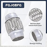 Vista 2 de 2 piezas de tubo flexible de escape de acero inoxidable doble trenzado 1.75" x 4" con extremos de 4" de largo