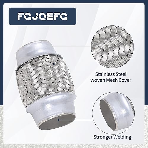 Miniatura 2 de FGJQEFG 2 piezas de tubo flexible de escape de acero inoxidable doble trenzado 1.75" x 4" con extremos de 4" de largo
