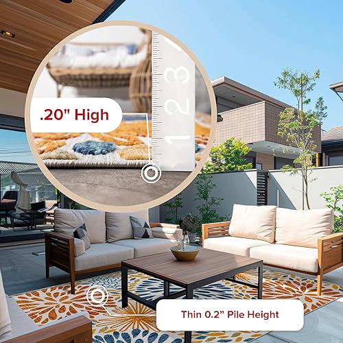 Miniatura 5 de nuLOOM Floret Tapete de área de transición para exteriores, 10 x 14 pies  3.04 x 4.26 metros, múltiple