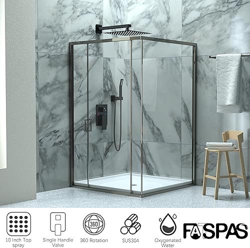 Miniatura 71 de Sistema de ducha con boquilla de bañera, juego de grifo de ducha con cabezal de ducha de lluvia de 12 pulgadas, ducha de mano y boquilla de bañera