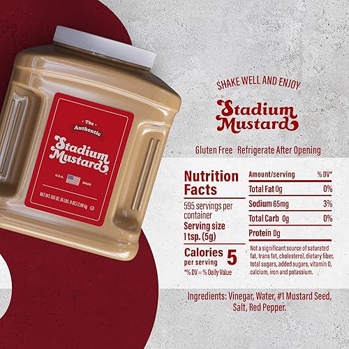 Miniatura 4 de The Authentic Stadium Mustard. Jarra de servicio de alimentos a granel. Del famoso estadio municipal de Cleveland. El condimento clásico para perros