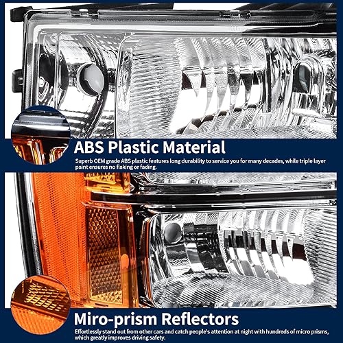 Miniatura 7 de Repuesto de faros delanteros para GMC Sierra 15002500HD3500HD 2007-2014, Reflector ambarino de la cubierta del cromo