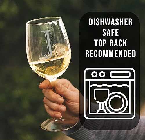 Miniatura 2 de Copa de vino grabada con monograma de 16 onzas (letra J), regalos personalizados de la A-Z para mujeres, regalos de vino personalizados para ella,