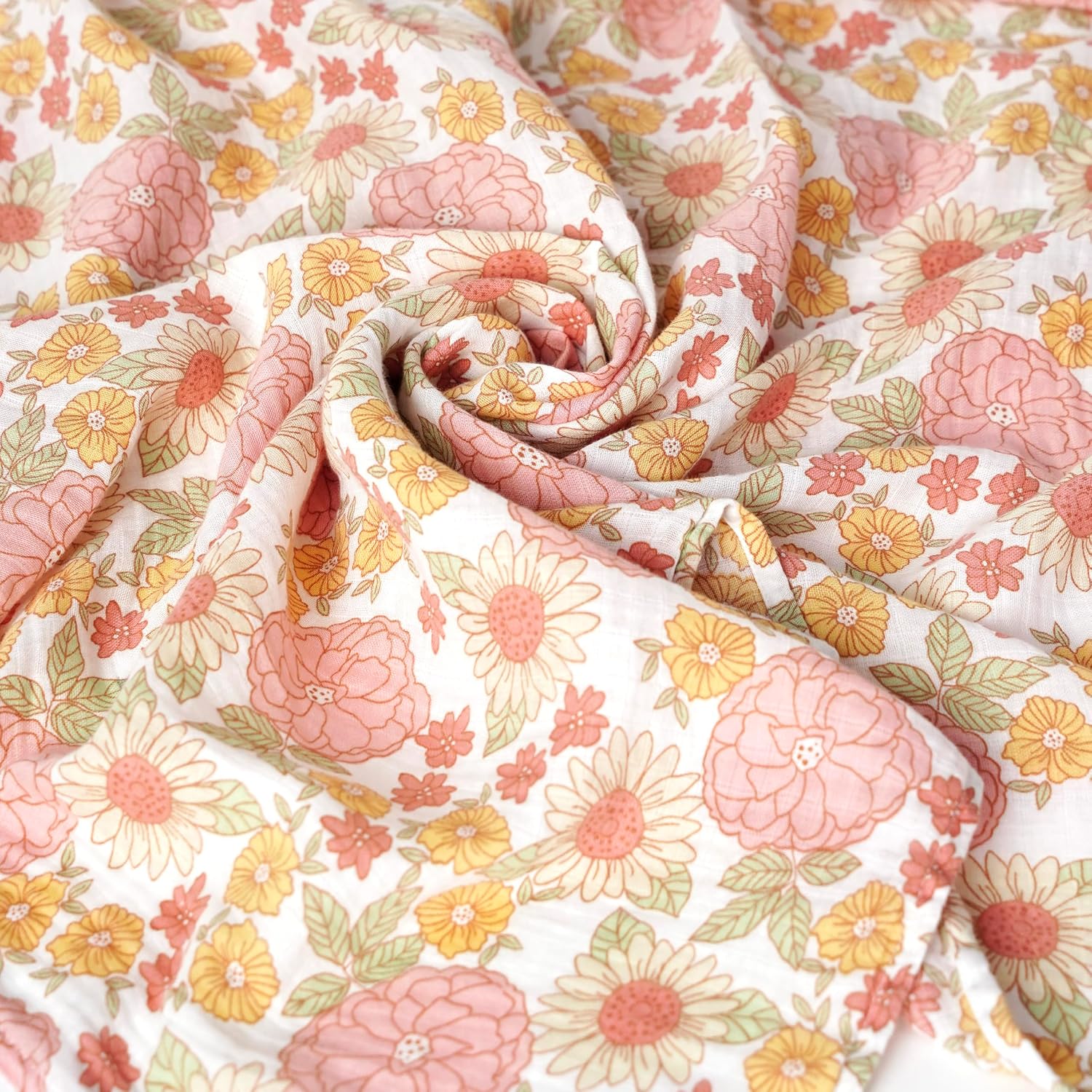 Gerber Baby Unisex 2-Pack Muslin Blanket, Retro Floral, One Size