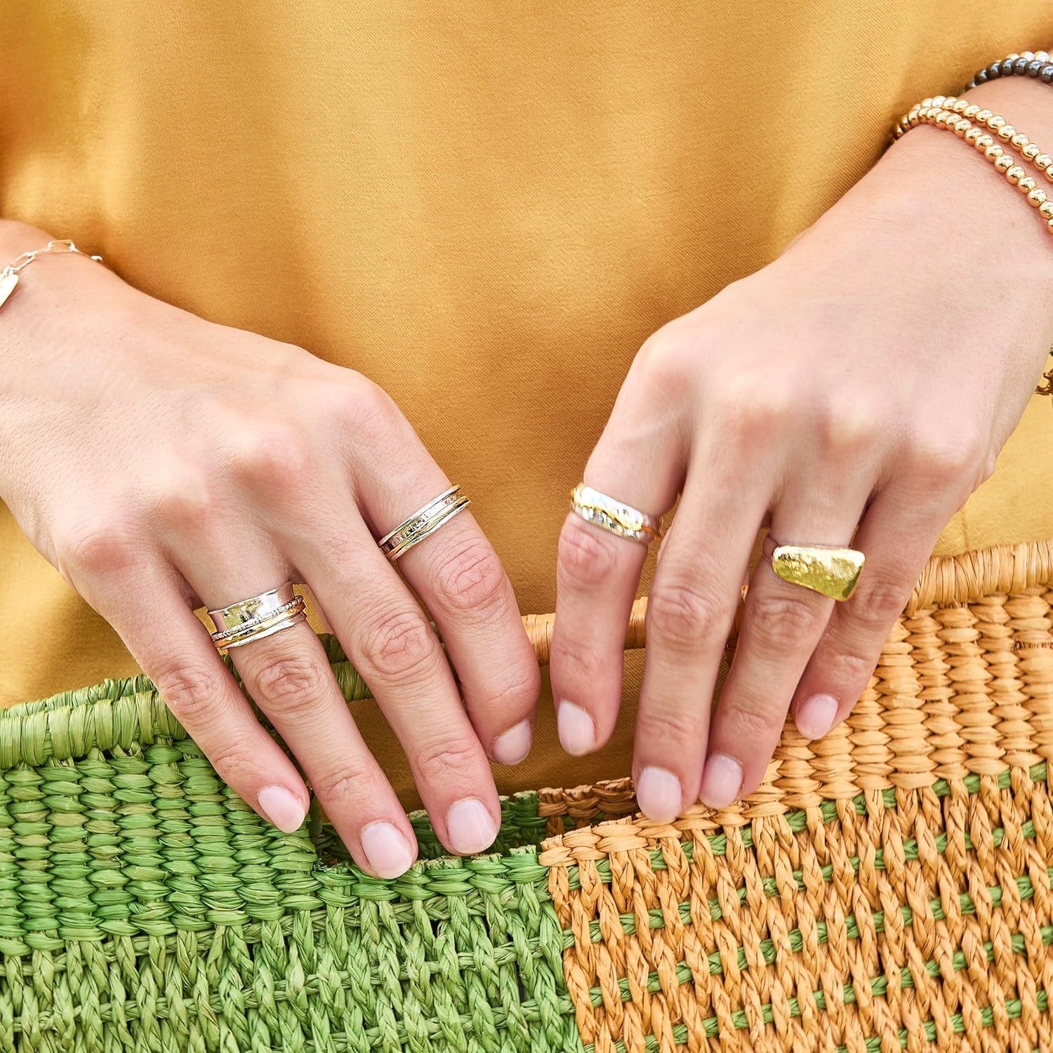 Silpada 'Walk with Her' Sterling Silver with 14K Yellow Gold Plating Fidget Spinner Ring