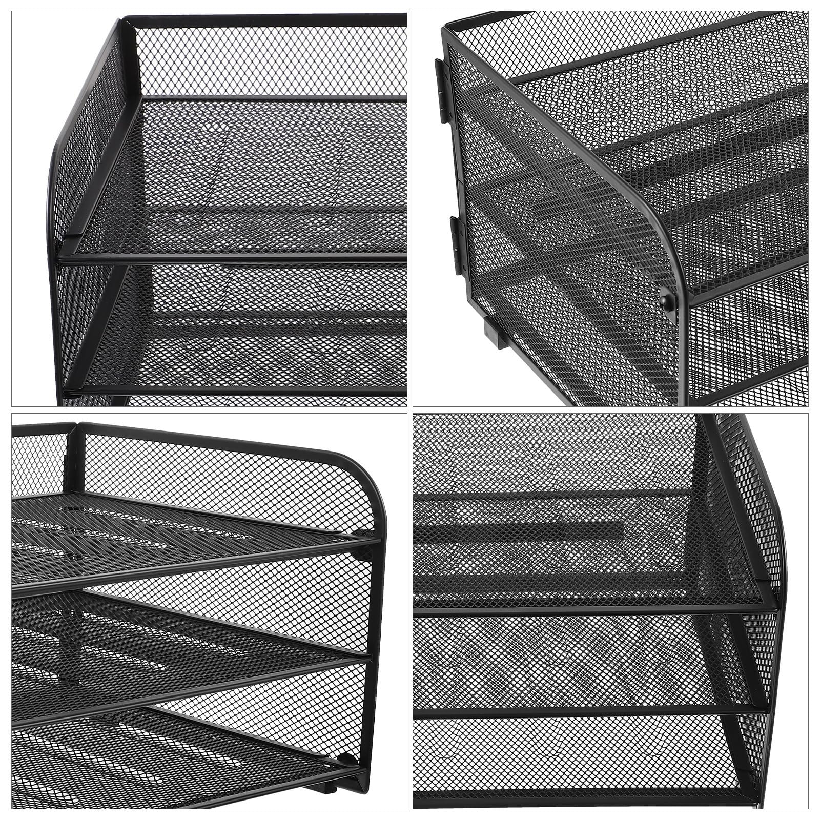 Metall Schreibtisch Organizer 3 lagig mit Ablagefach für Platzsparende Dateiablage und Büroorganisation für Schlafzimmer und Büro