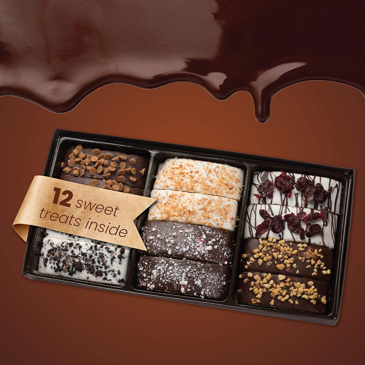 Barnett's Holiday Gift Basket Gourmet Bundle, Elegant Chocolate Covered Biscotti & Sandwich Cookies, Unique Food Gift Ideas for Men, Women, Birthday, Corporate, Mothers Day Baskets