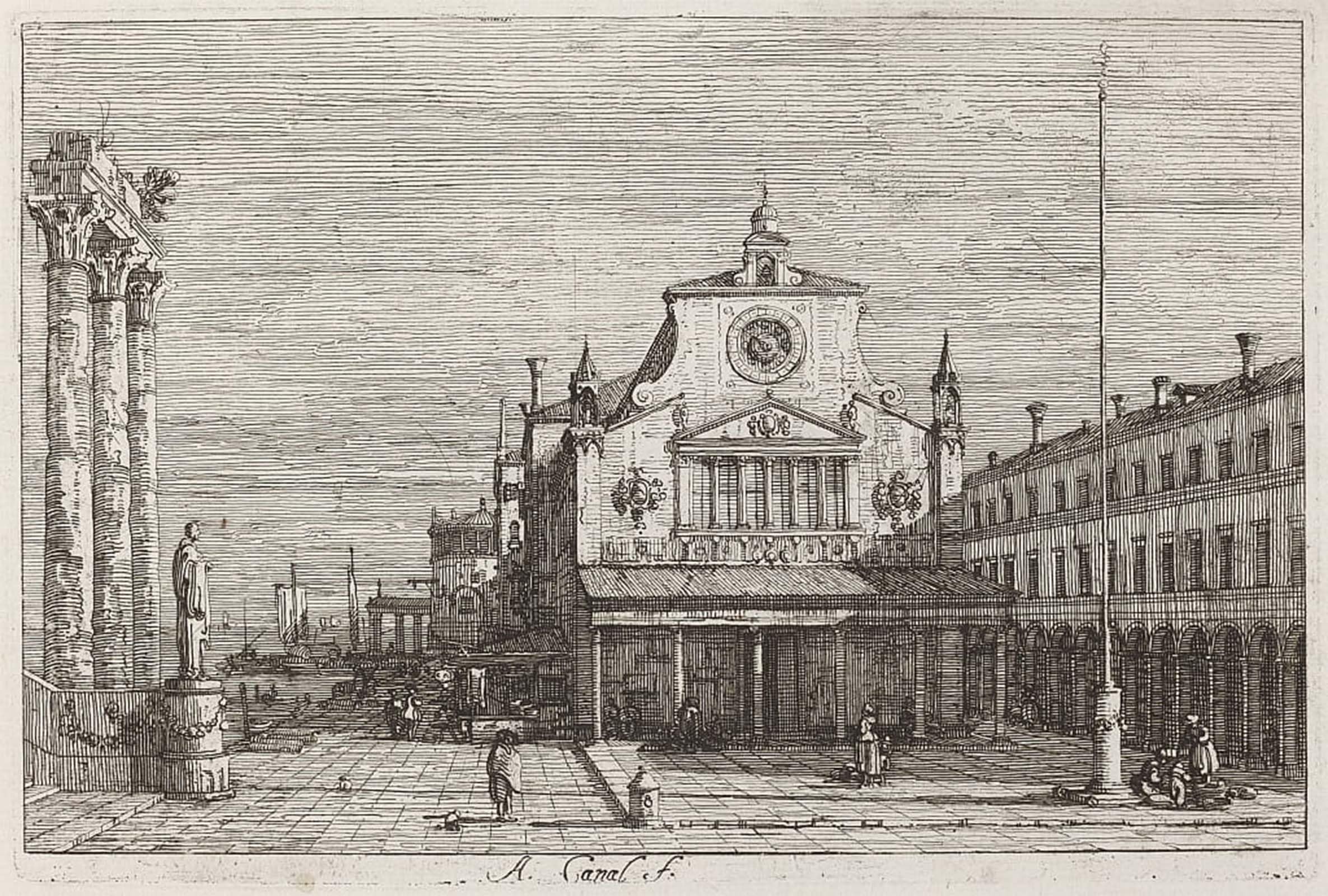 ARTXLXXBN Famous Painting Art Wall Decor Abstract Art Picture Imaginary View of Giacomo Di Rialto by Canaletto Animal Pictures for Home Decor 60x90cm