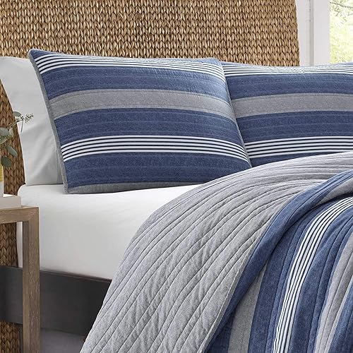 Miniatura 2 de Nautica - Juego de edredón King, ropa de cama reversible de algodón con fundas a juego, decoración del hogar para todas las estaciones (azul