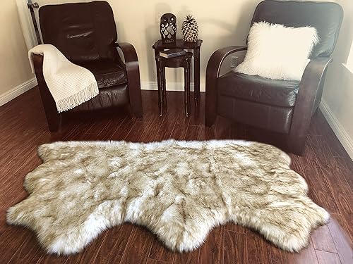 LAMBZY Alfombra sintética de piel de oveja auténtica, con textura inferior gruesa y fuerte, lavable, resistente a las manchas, perfecta para sala de