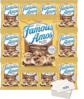 Famous Amos Cookies, 2oz Bags, (Pack of 10) with Bay Area Marketplace Napkins