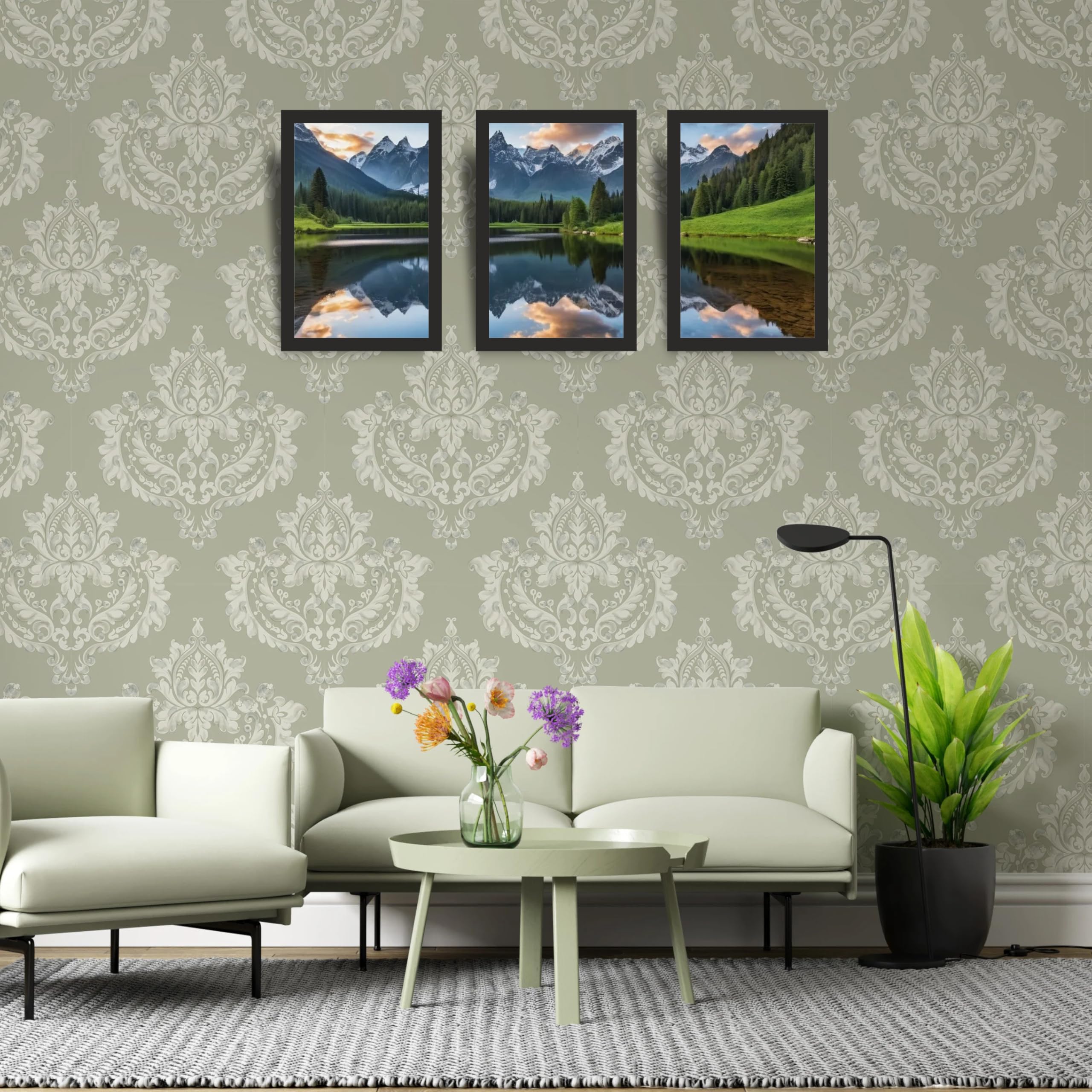 Mountain Lake Reflection Wall Art Set of 3