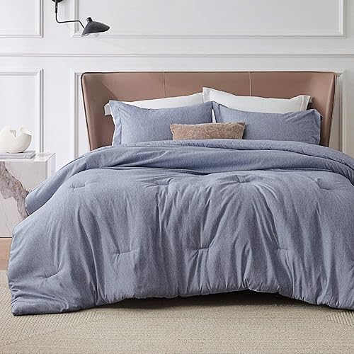 Bedsure Full Comforter Set - Navy Blue Soft Bedding for All Seasons, Cationic Dyed Bed Set, 3 Pieces, 1 Full Size Comforter (82"x86") and 2 Pillow Shams (20"x26"+2")
