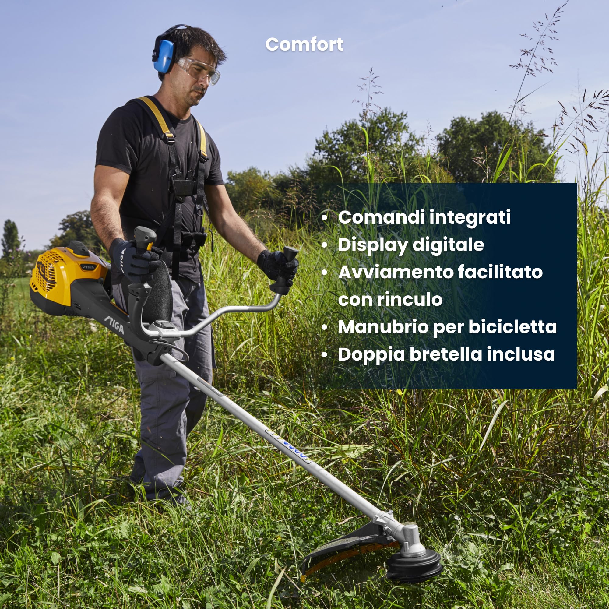 STIGA BC 760 B Decespugliatore A Scoppio, 52,8 cc, 45 cm – Display Digitale, Lama 3 Punte – Per Erba Alta