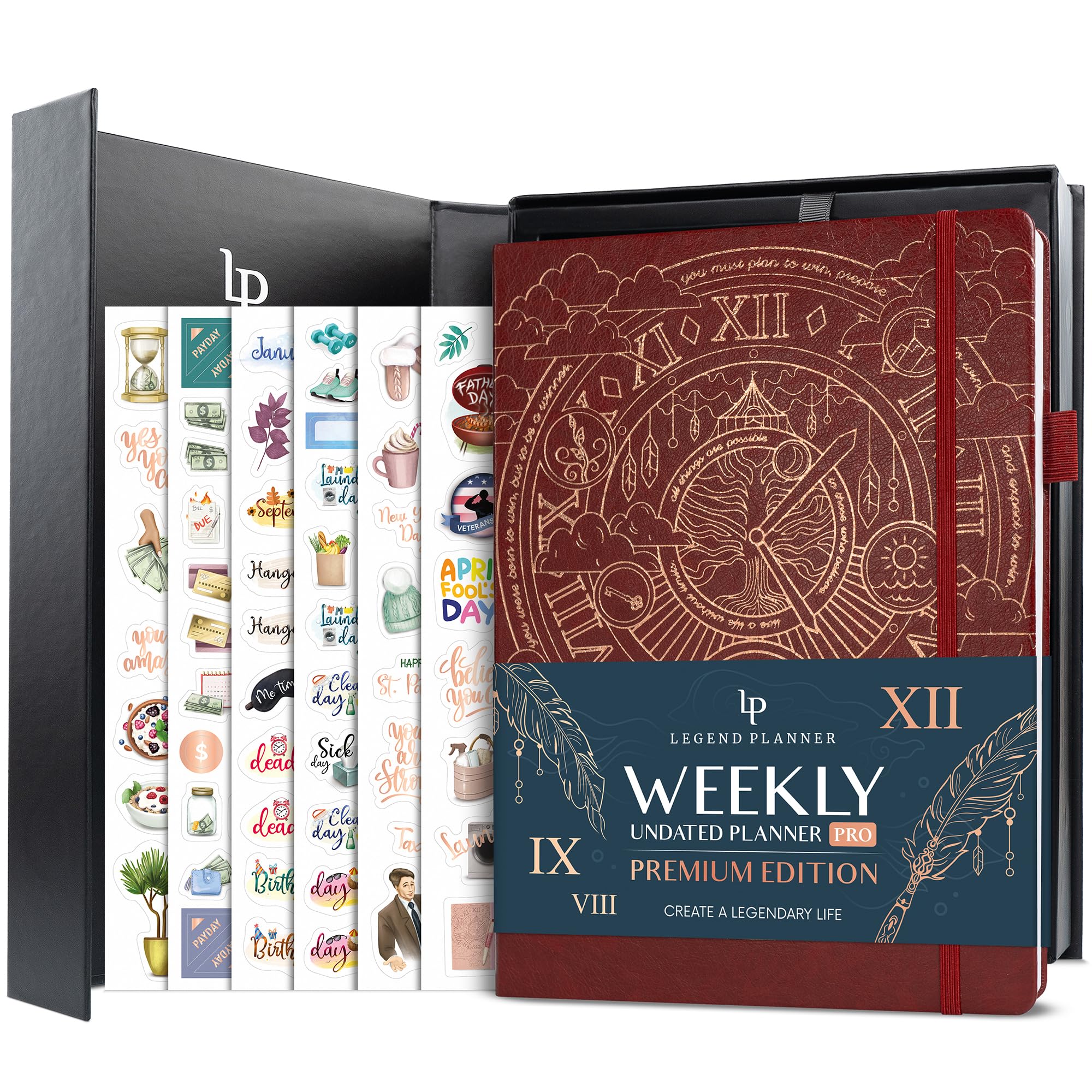 Legend Planner PRO Premium – Large Undated Weekly, Monthly & Budget Planner with Habit Tracker – Life Organizer for Time & Task Management, Goal