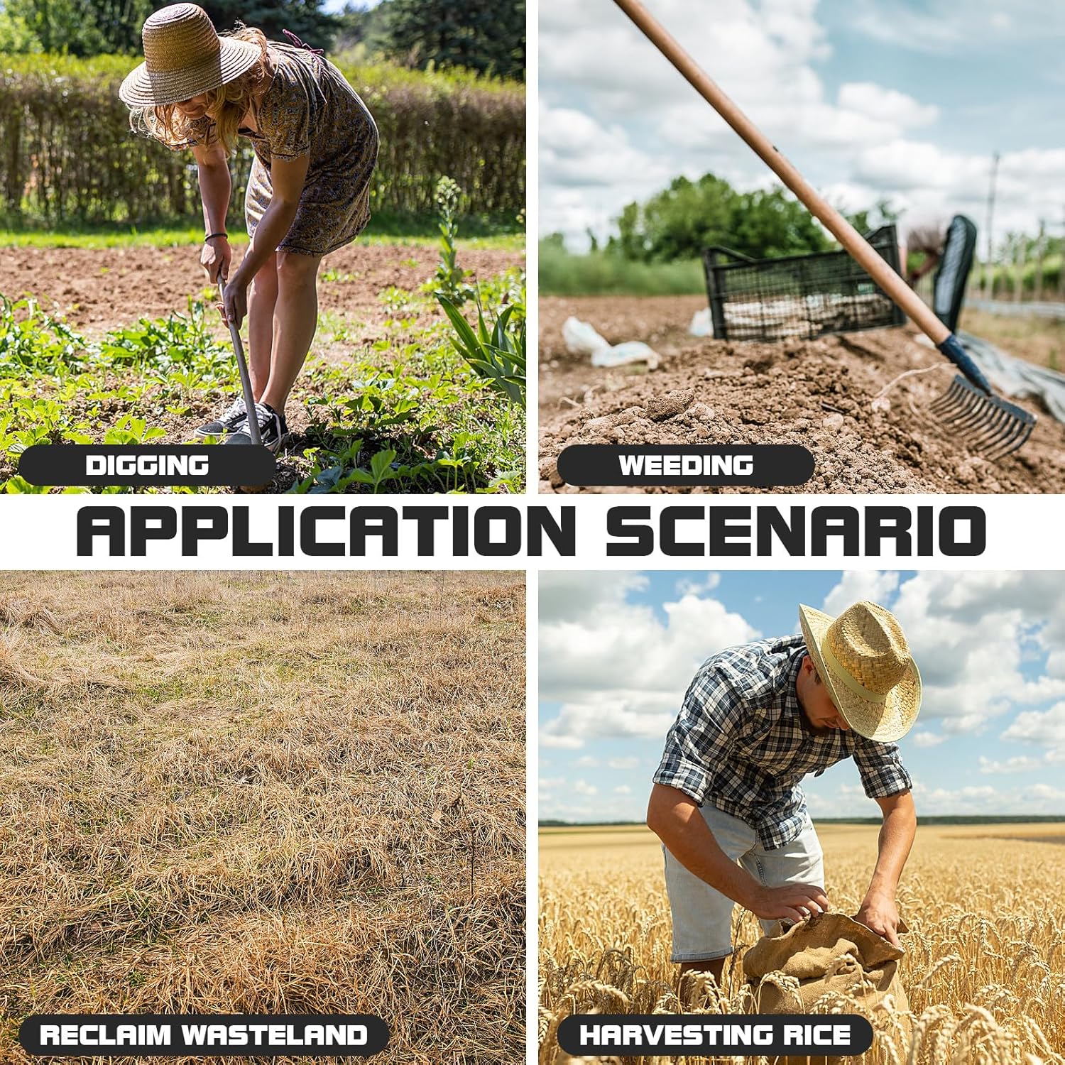 Replaceable Garden Hoe Head Steel Hand Weeding Tool Multi Use Gardening Tool for Home Garden Soil Loosening and Weeding