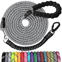 Vista 18 de Correa larga para perro de 10 pies: correas de cuerda resistentes para entrenamiento de perros con gancho giratorio bloqueable, hilos reflectantes