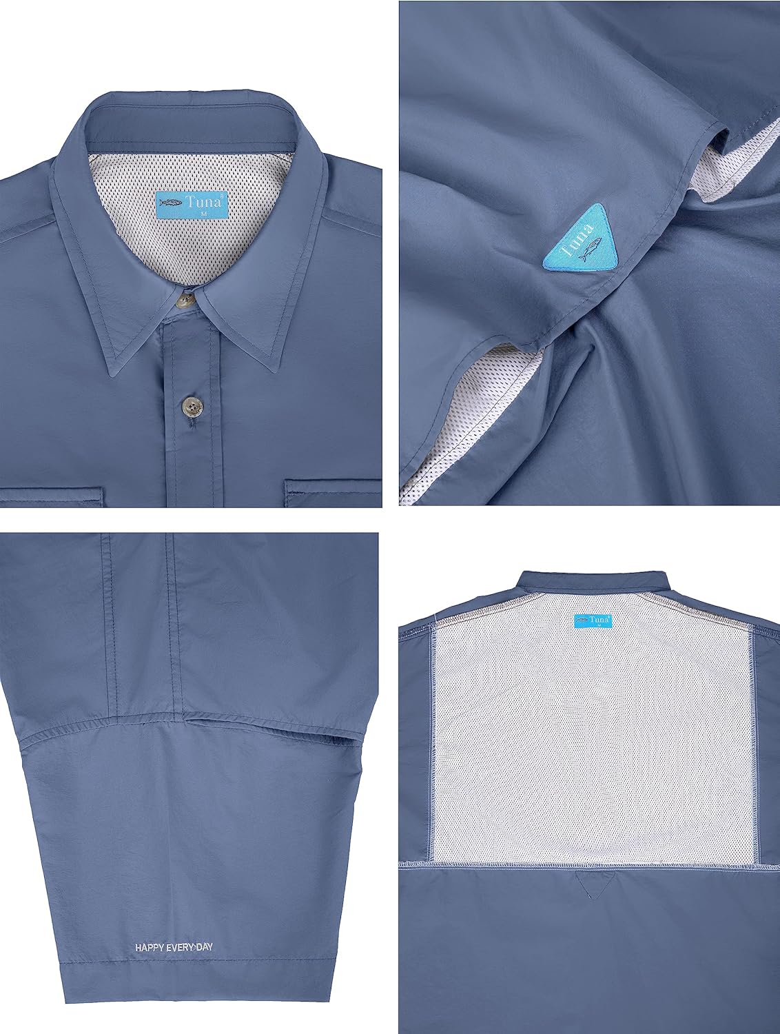 Men's UV UPF 50+ Sun Protection Soild Waterproof Breathable Fast Dry SPF Hiking Fishing Short Sleeve Shirt - Image 4