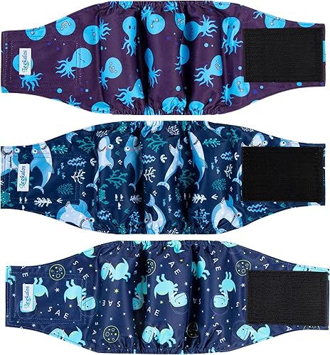 Miniatura 7 de Leekalos Pañales para perros machos (paquete de 3), bandas de vientre de alta absorción para perros machos, lavables y reutilizables (koala, S)