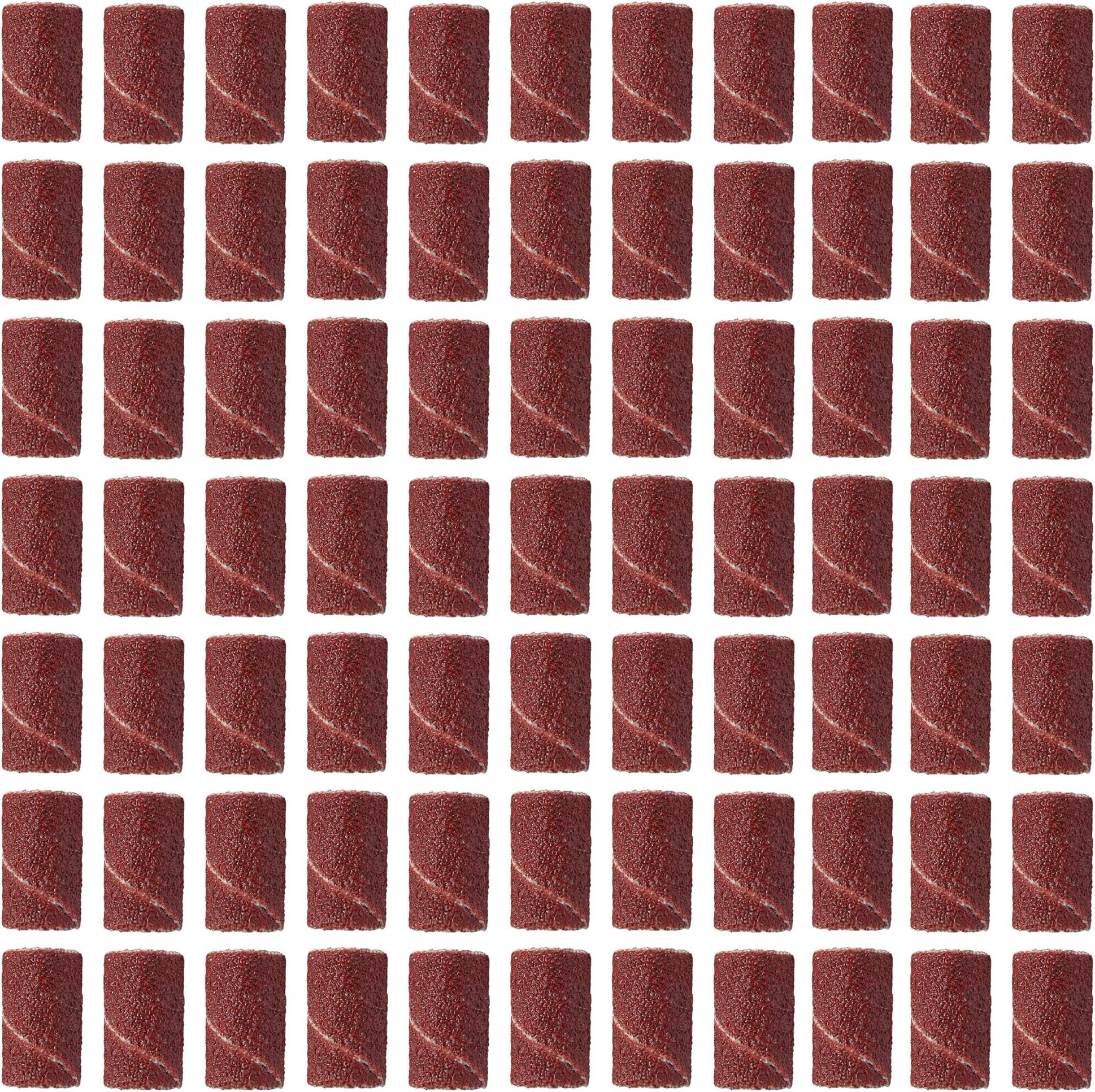 MISAZ 100 Pieces #120 Grit File Sand Piece Set, Nail Art Professional Sanding Bands for Nail Drill, Brown Pieces Gel File Gel Polish Remover Manicure Pedicure Tools