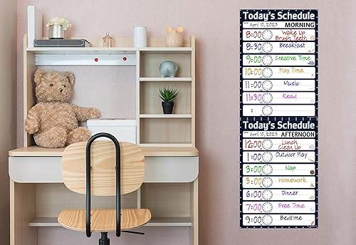 Miniatura 8 de Cuadros de horarios diarios espaciales, laminados de 14 x 19.5 pulgadas, carteles y decoraciones de aula de borrado en seco, suministros de regreso